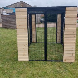 Freestanding Catio enclosure 6ft x 9ft x 6ft tall With Black 16g wire mesh & Tongue and groove boarded corners  Freestanding Catio enclosure 6ft x 9ft x 6ft tall With Black 16g wire mesh & Tongue and groove boarded corners